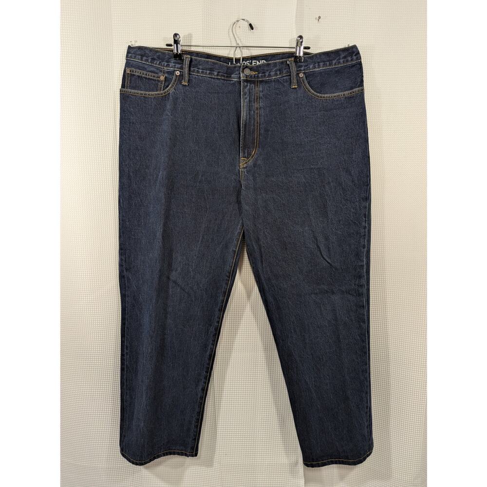 LANDS' END! CLASSIC FIT STRAIGHT LEG 5 POCKET BLUE DENIM MENS JEANS PANTS! SZ 44 - Picture 4 of 13